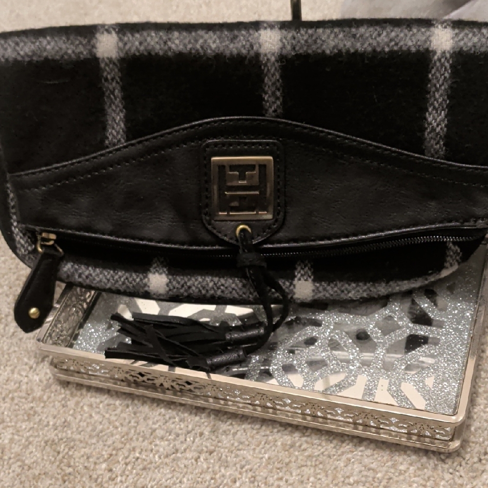 Tommy Hilfiger Black and White Plaid Clutch